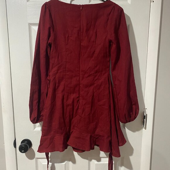 Princess Polly The Villa Mini Burgundy Dress - Picture 5 of 8